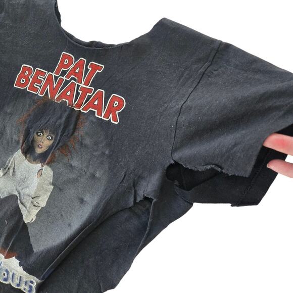 Vintage Pat Benatar Get Nervous Tour Shirt 1982-83 Black 2 Sided *CUT UP SCRAP - Picture 5 of 9